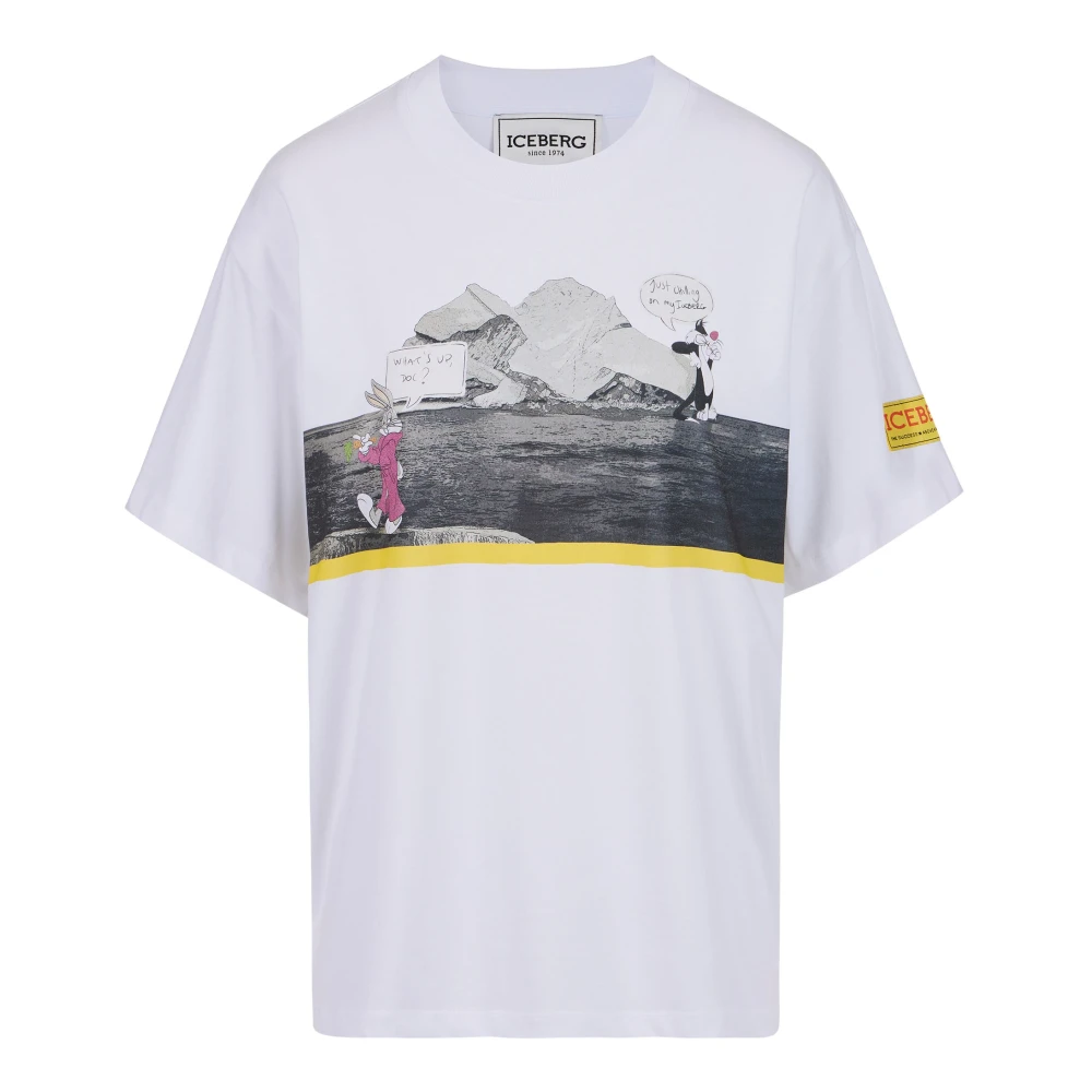 Iceberg Wit regular-fit T-shirt van kleding geverfd katoenen jersey met cupro stofinzetten White Dames