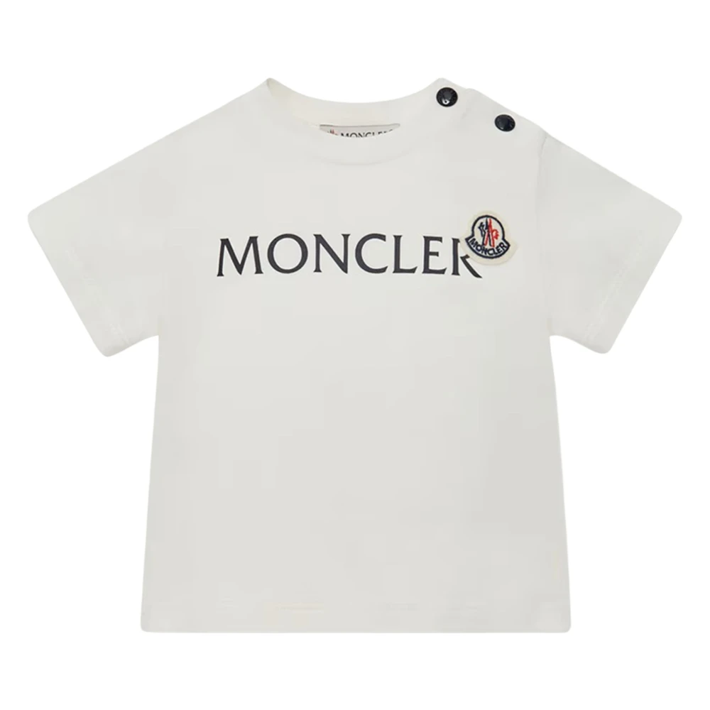 Moncler Beige Baby Boys Logo T-Shirt In Ivory - Male - Kids Short Sleeve T-Shirts - 3 Y - Kids