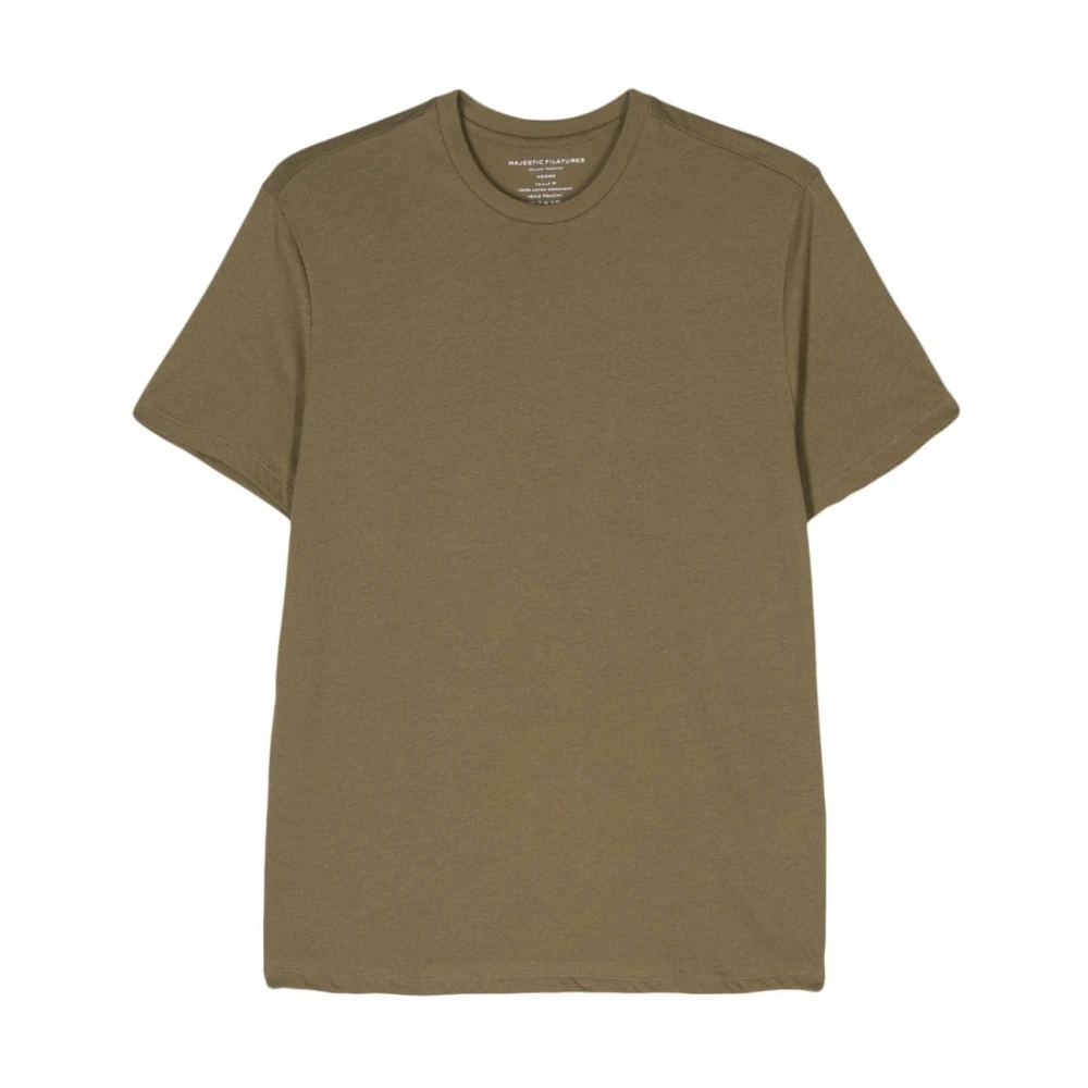 Majestic filatures Zachte Ronde Hals Katoenen T-shirts Green Heren