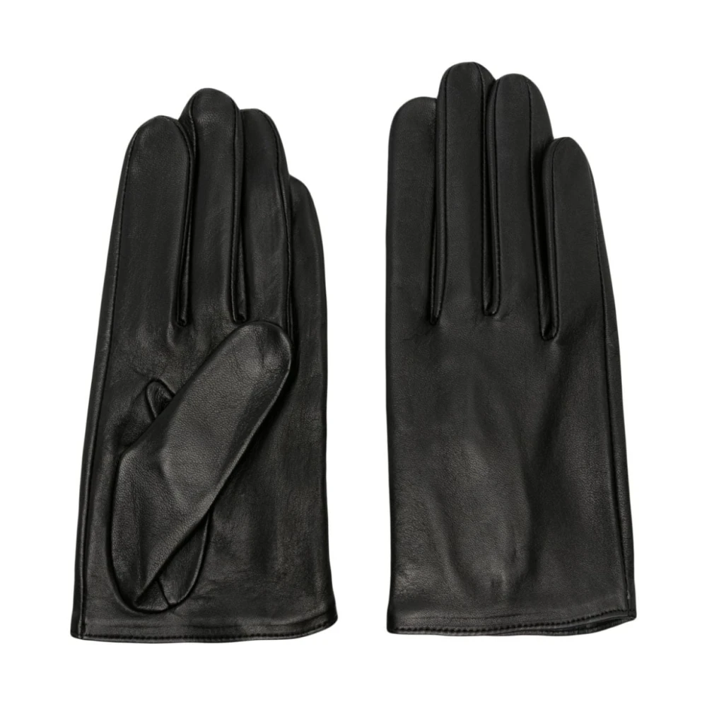 Yohji Yamamoto Zwarte Lamsleren Korte Handschoenen Black Dames