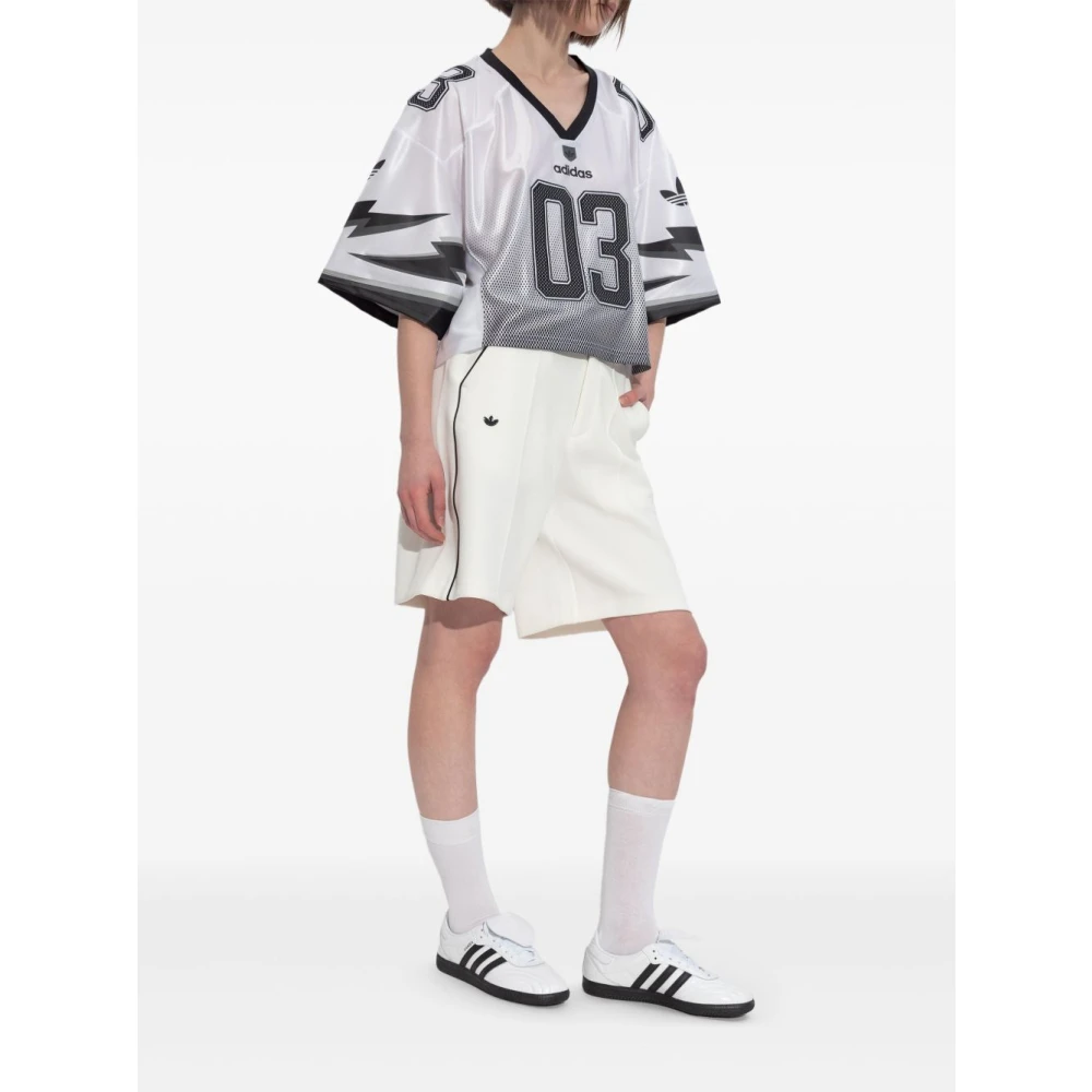 Adidas V-hals T-shirt met zwarte details White Dames