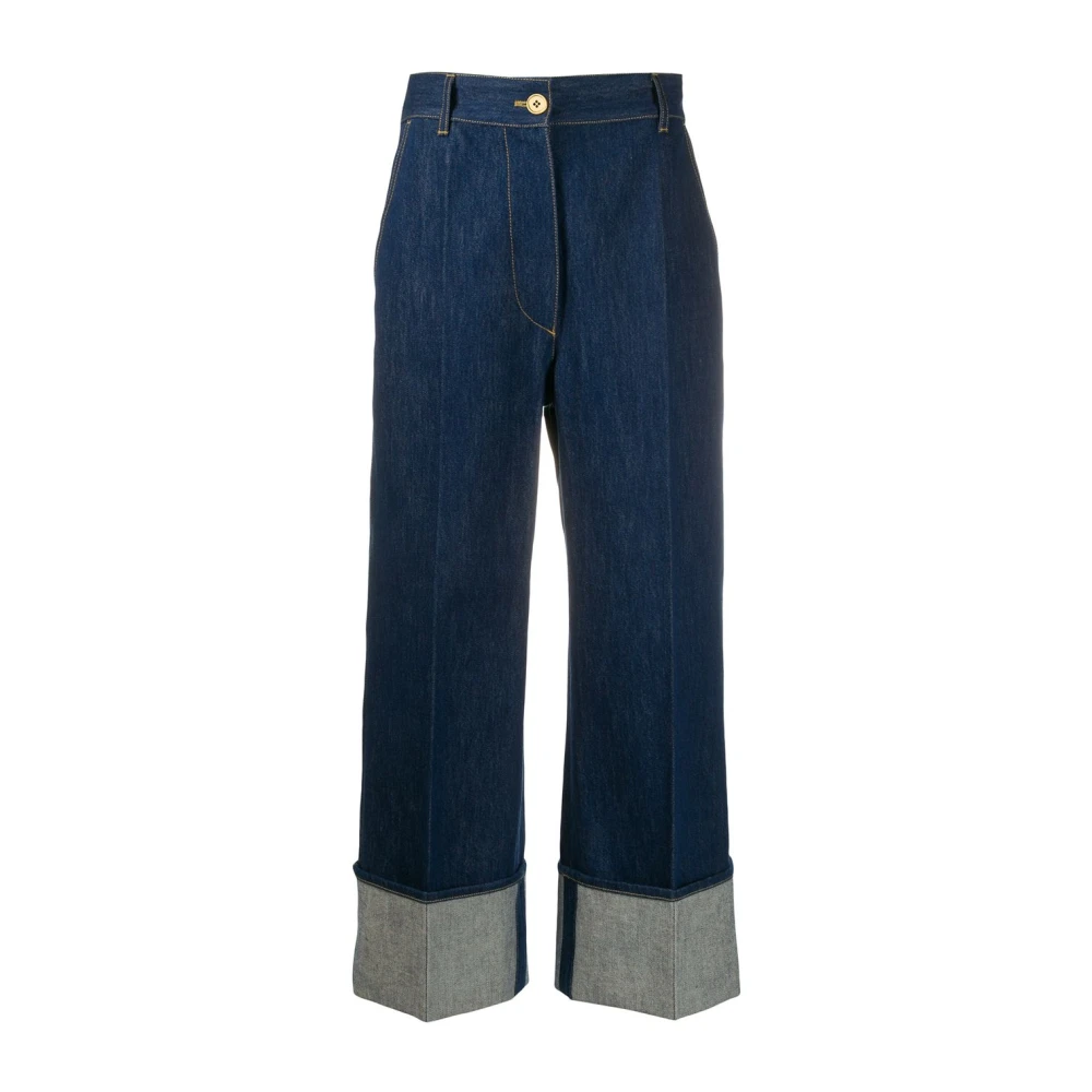 Patou Iconische Rodeo Blauwe Jeans met Manchetten Blue Dames