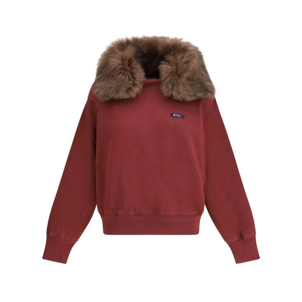 Prada Women's Red Sweatshirts, S, Cotton Sweatshirt With Print