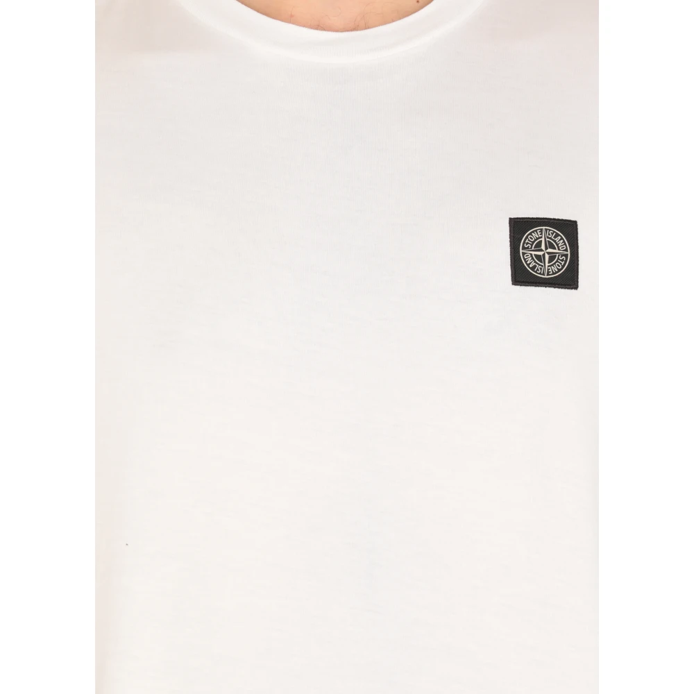 Stone Island Wit Katoenen T-shirt met Logopatch White Heren