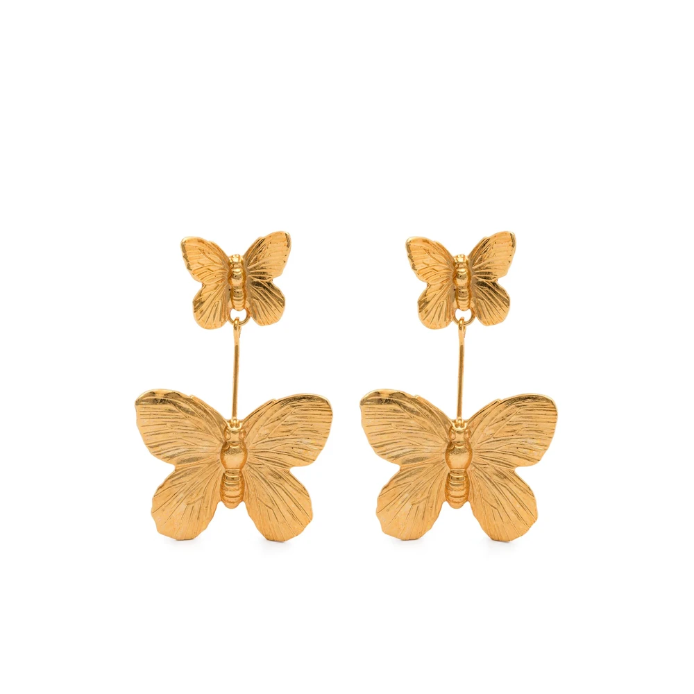 Jennifer Behr, Accessoarer, Dam, ONE Size, Guldton Drop Örhängen för Genomborrade Öron