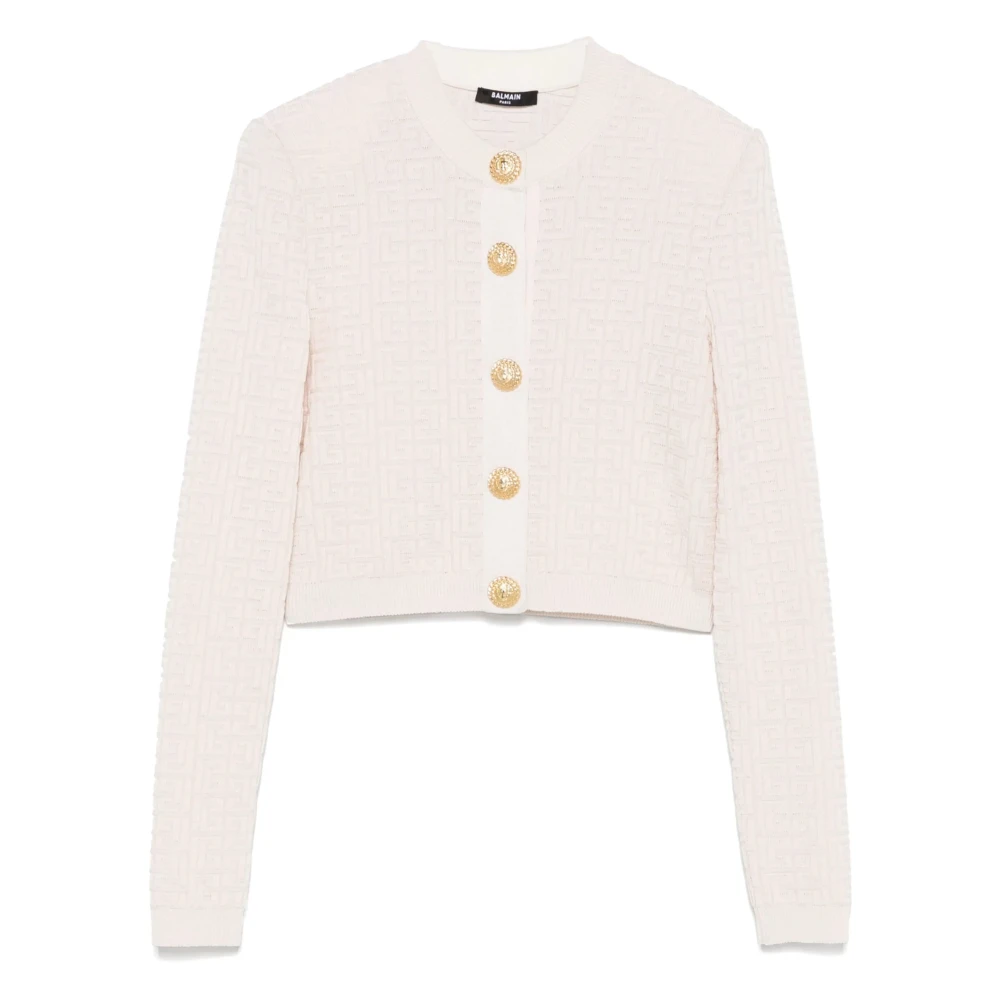 Balmain Labyrinth Knit Cardigan Beige Dames