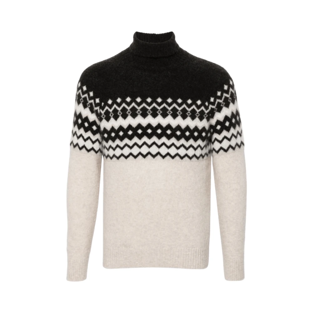 Eleventy Intarsia Gebreide Rolnek Trui Black Heren