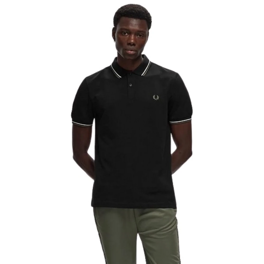 Fred Perry Men's Black Polo Shirts, 2XL, Twin Tipped Polo Shirt