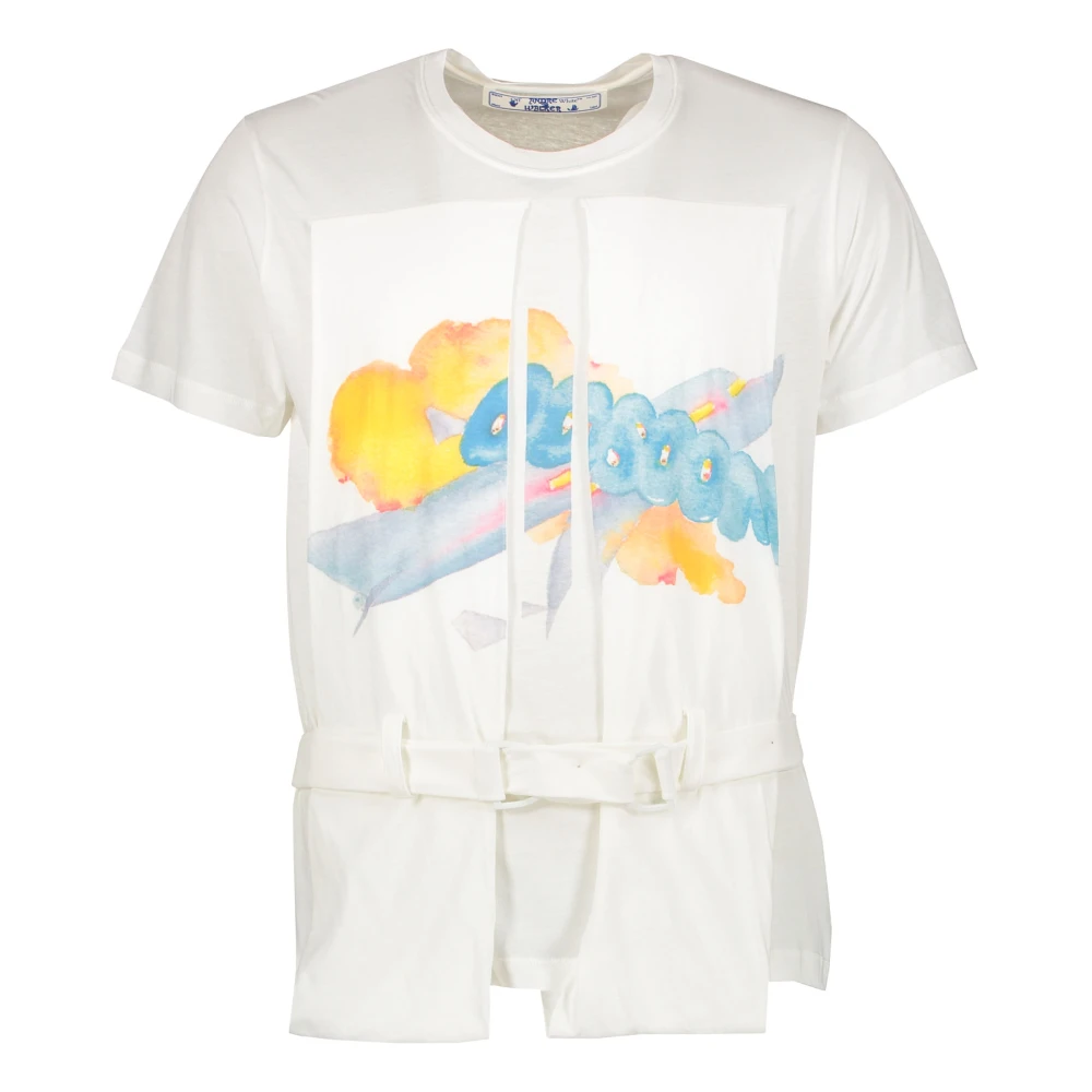 Off White Katoenen T-shirt met Frontprint White Heren