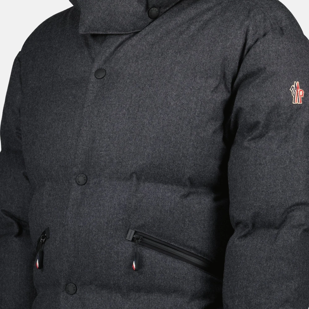 Moncler Tricolor Wol Hooded Winterjas Gray Heren