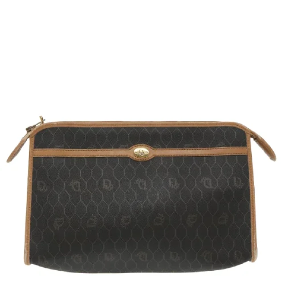 Dior Vintage Pre-owned Canvas clutches Black Dames