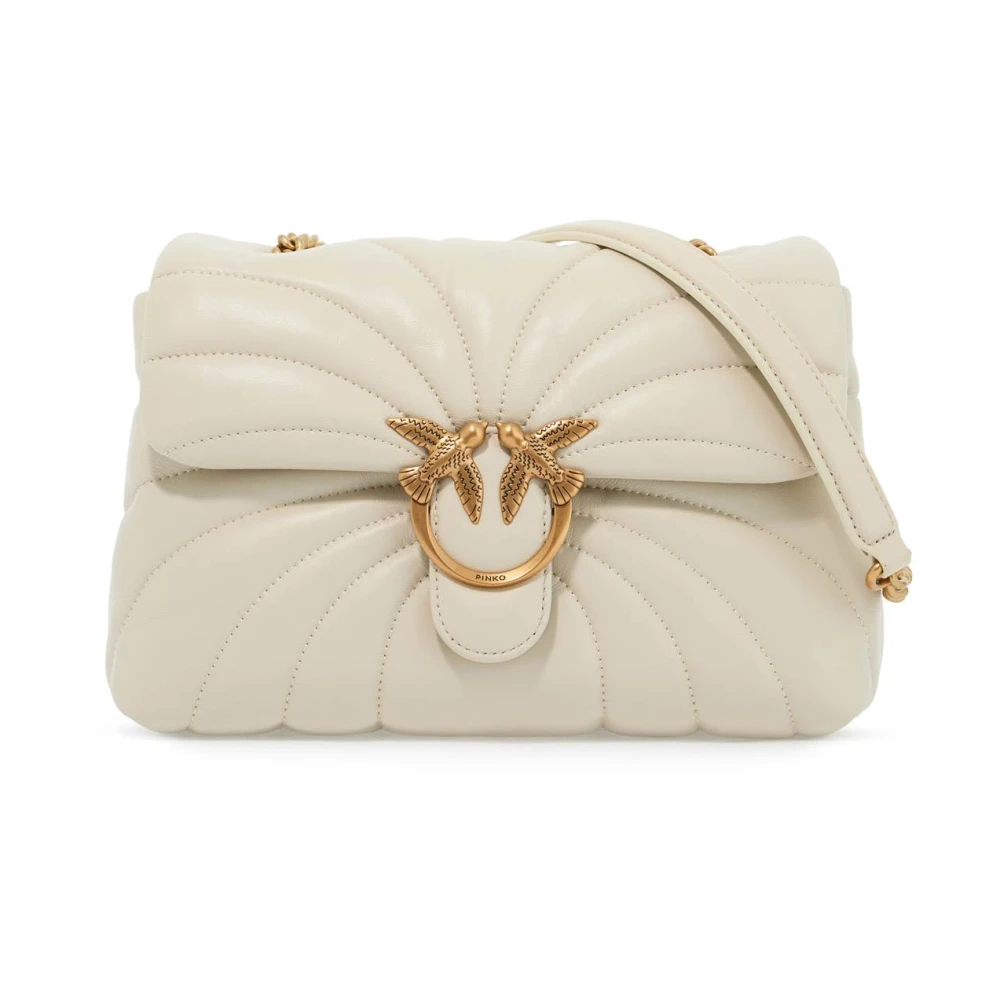 PINKO Klassisk Fjäril Quiltad Läder Väska White, Dam