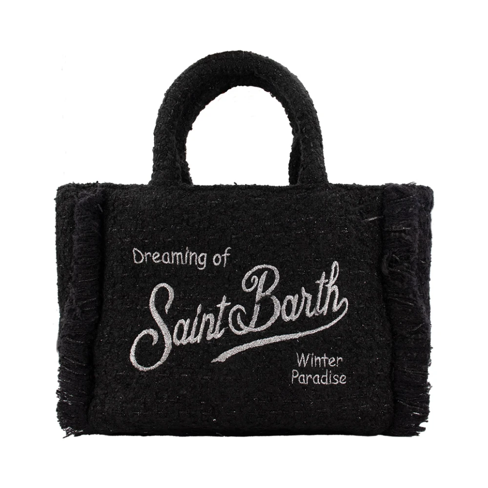 MC2 Saint Barth Zwarte Tweed Colette Tas met Franjes Black Dames