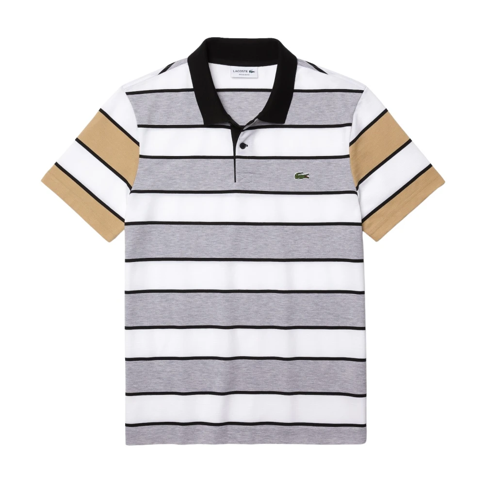 Lacoste Blauw Gestreept Polo Shirt Lichtgewicht Katoen Blue Heren