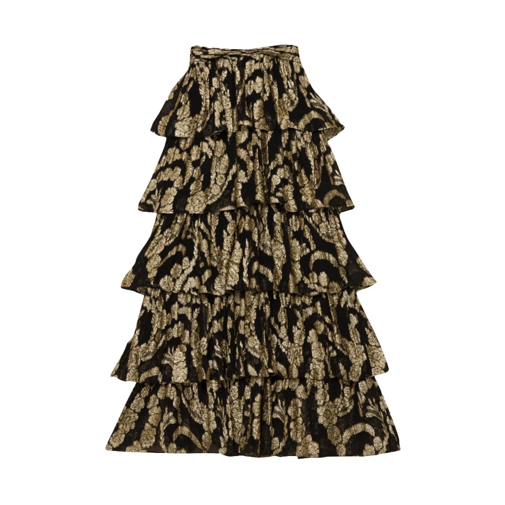 By Timo Women's Golden Ruffle Maxi Skirt