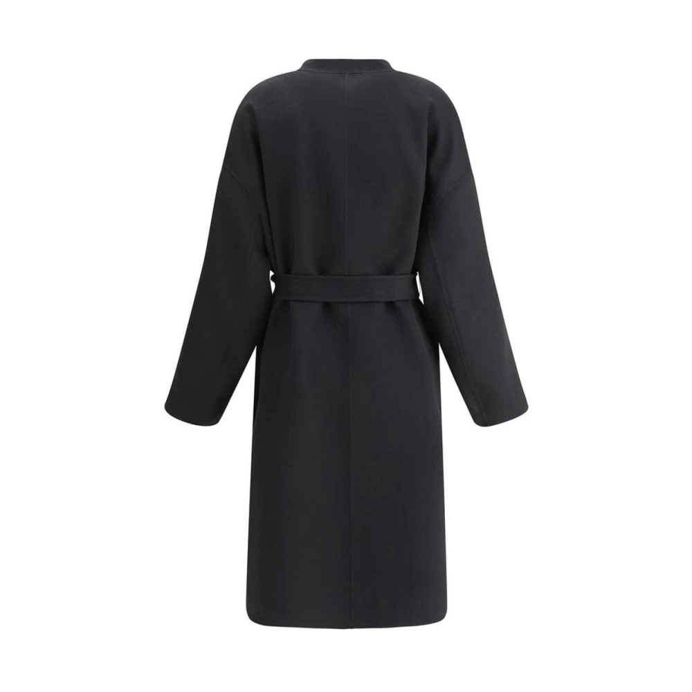 The Row Klassieke wollen jas met riem Black Dames