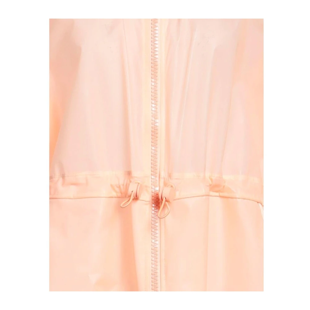 Elisabetta Franchi Waterdichte Lange Jas met Elastische Taille Pink Dames