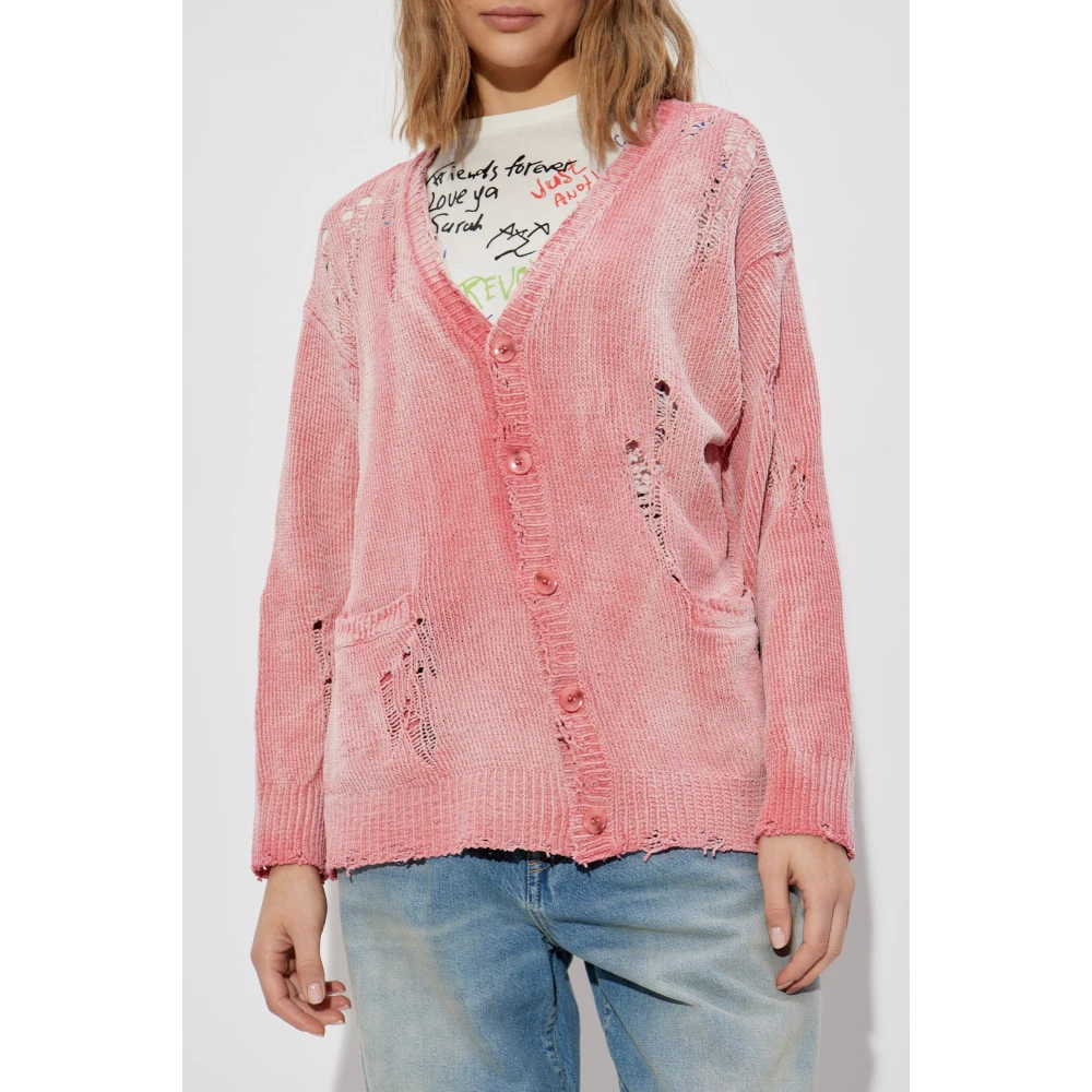 R13 Cardigan met Vintage Effect Pink Dames