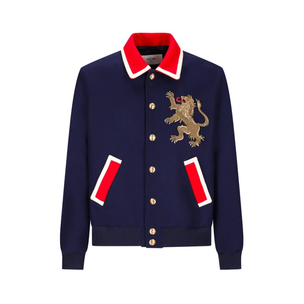 Celine Men's Blue Lion Patch Teddy Tresse