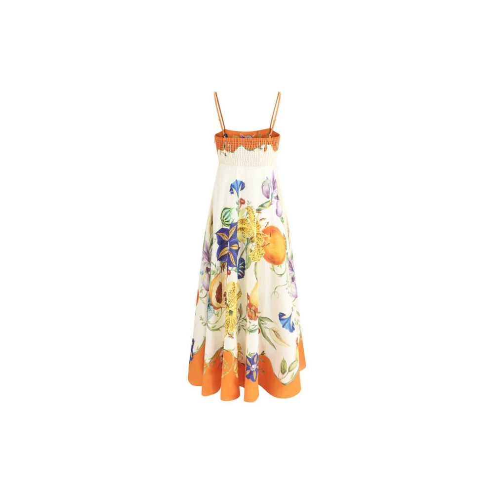 Alemais Bloemen Linnen Midi Jurk Multicolor Dames
