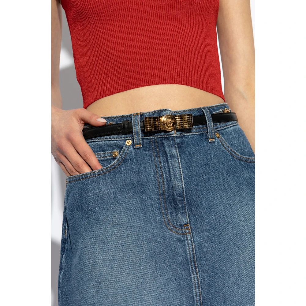 Versace Leren riem Black Dames