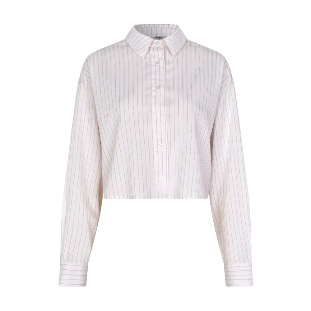 MbyM Witte Cropped Blouse met Roze Streep Emele White Dames