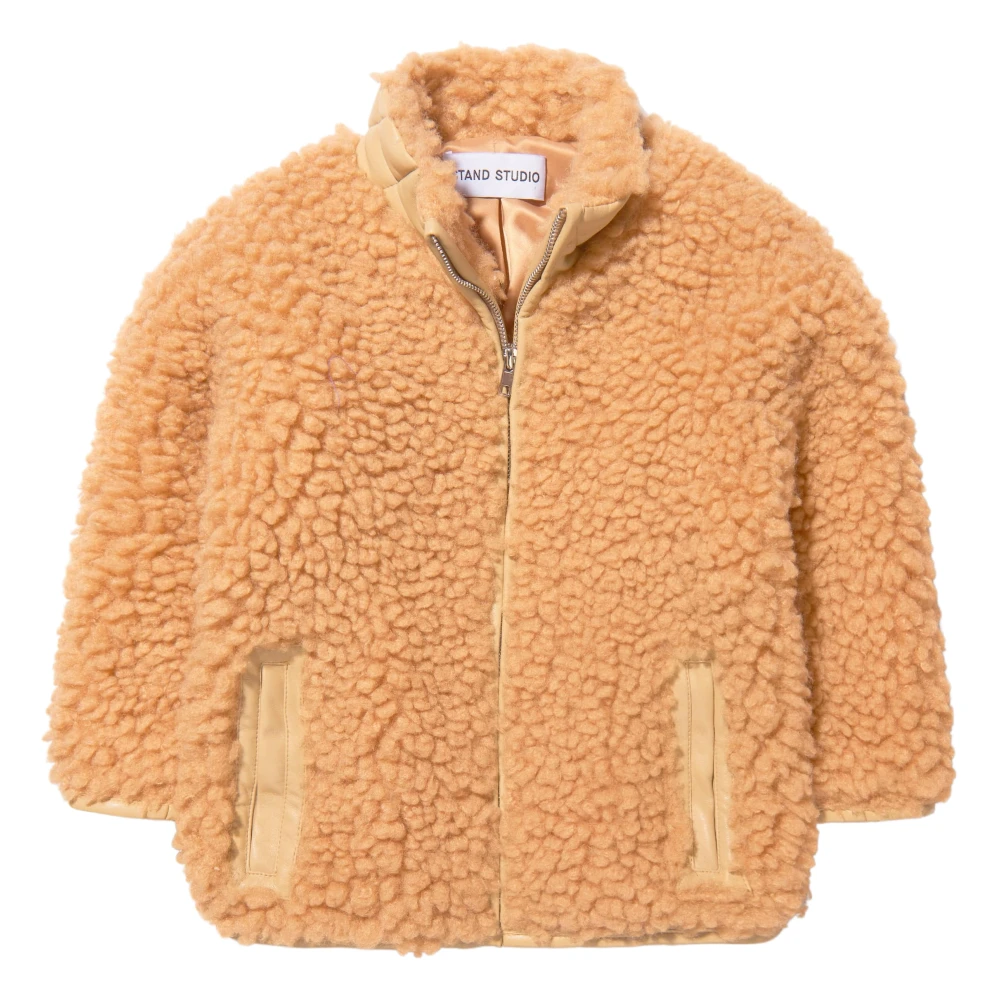 Stand Studio Women's Beige Faux Fur Mini Jacket