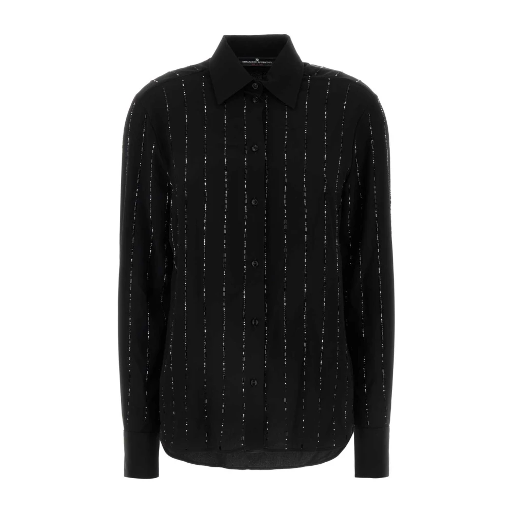 Ermanno Scervino Zijden Zwarte Overhemd Elegante Stijl Black Dames