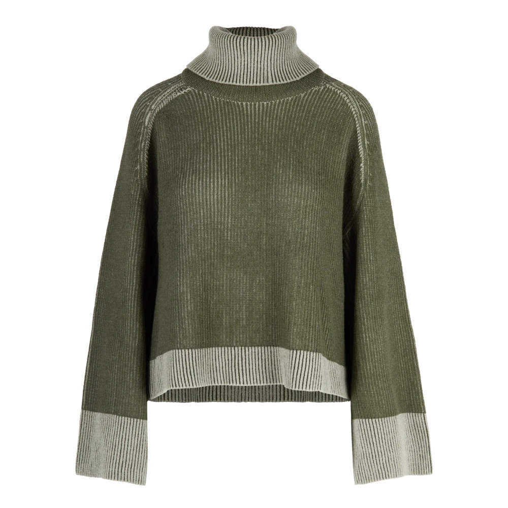 Bomboogie Women's Green Viscose Blend Jumper With Turtleneck - Turtlenecks - M - Knitwear