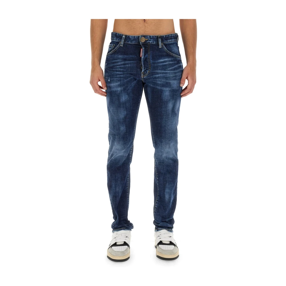 Dsquared2 Logo Slim Fit Katoenen Jeans Blue Heren