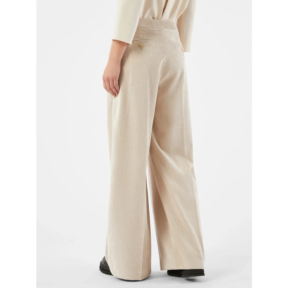 Pennyblack Wijde Pijp Fluwelen Broek Beige Dames
