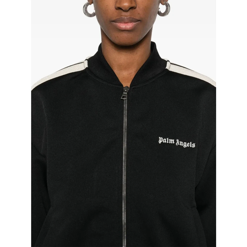 Palm Angels Zwarte Logo Track Bomber Jas Black Dames