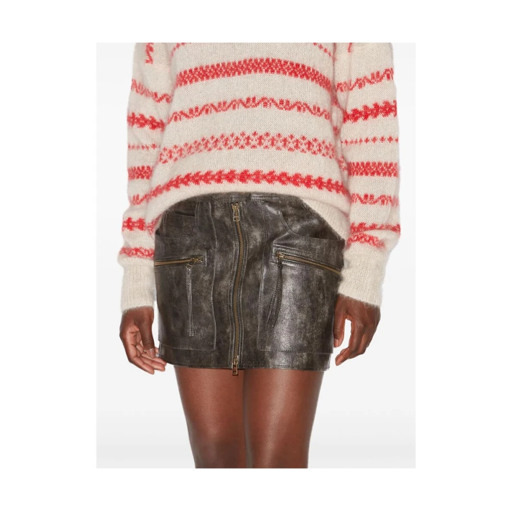 Isabel Marant Étoile Imitatie Leren Zwarte Rok Rits Zakken Black Dames
