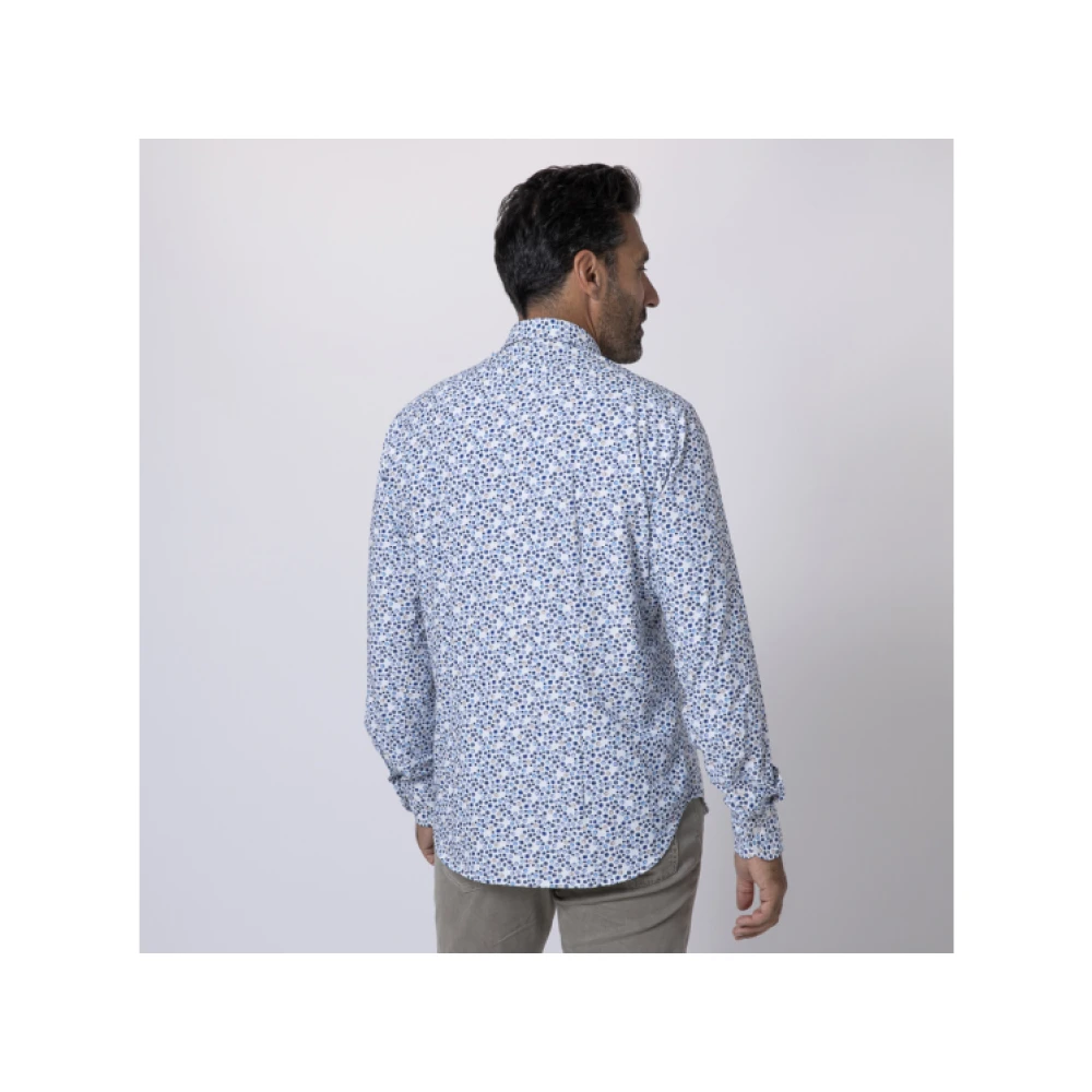 Orian Witte blouse met blauwe stippen Blue Heren