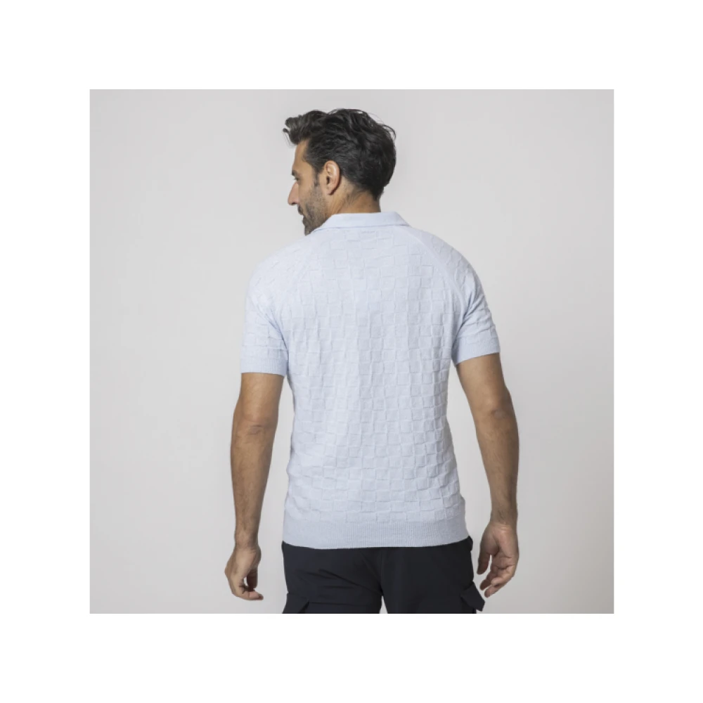 Gran Sasso Lichtblauwe Polo met Geometrisch Patroon Blue Heren