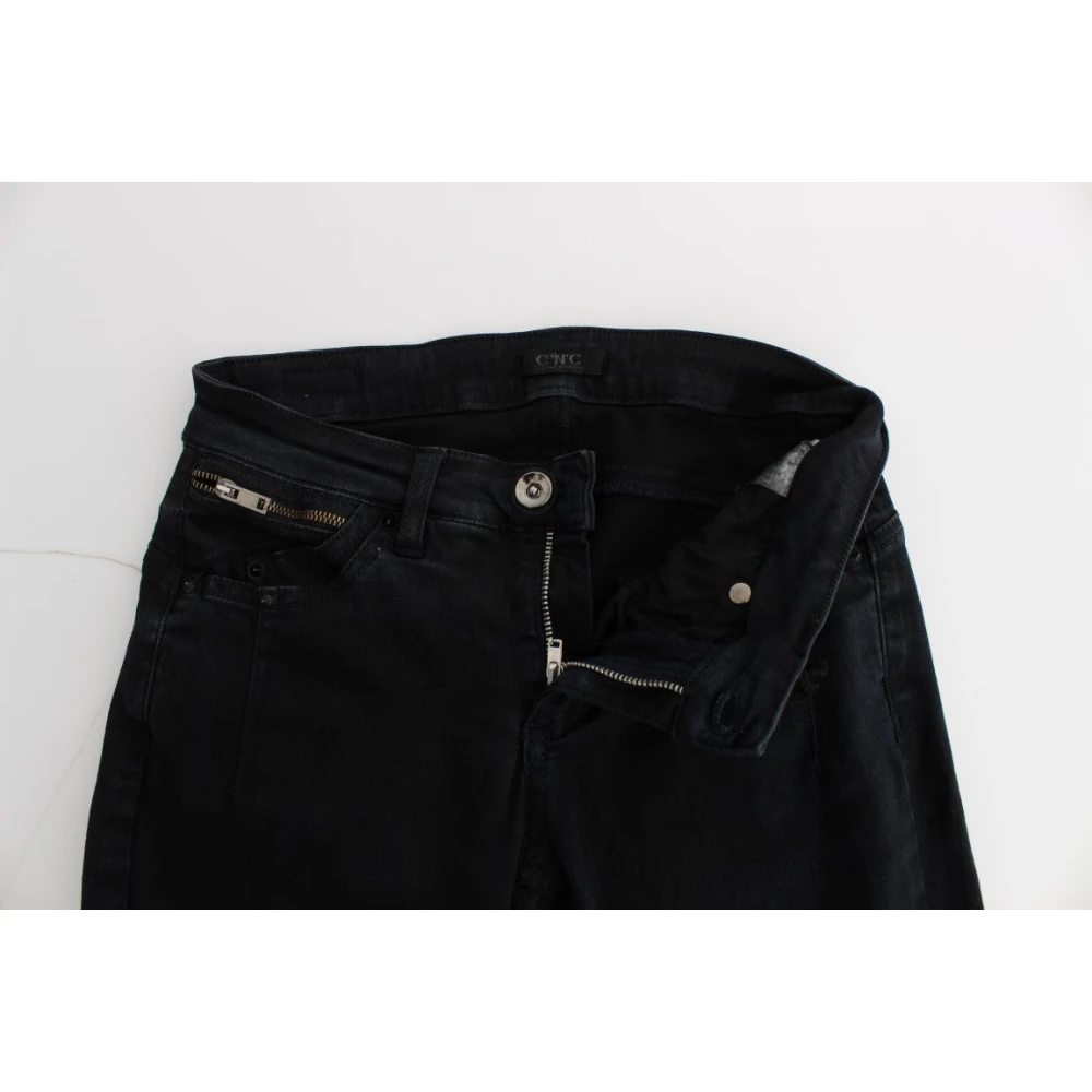 Costume National Slim Fit Designer Jeans in Zwart Black Dames