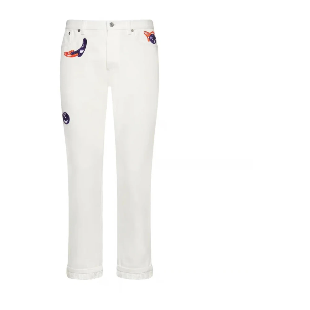 Dior Stijlvolle Patches Jeans Upgrade Collectie White Heren