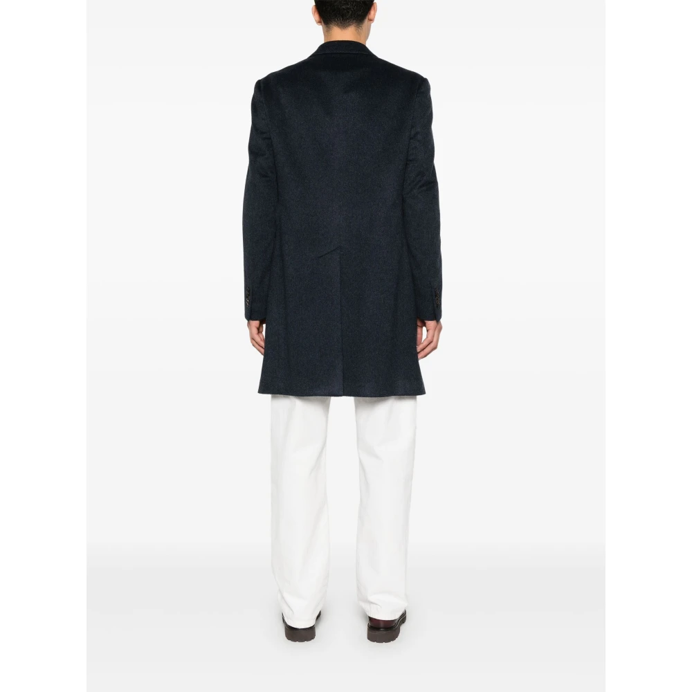 Corneliani Luxe Cashmere Jas met Afneembare Binnenkant Blue Heren