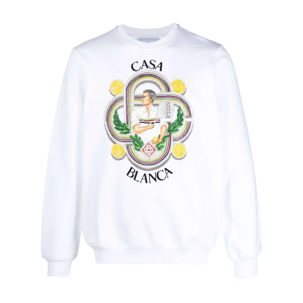 Casablanca Tennis-geïnspireerde Biologisch Katoenen Sweatshirt White Heren