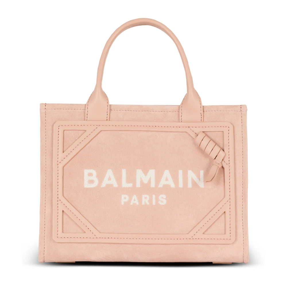 Balmain Liten B-Army tote bag i mocka Pink, Dam