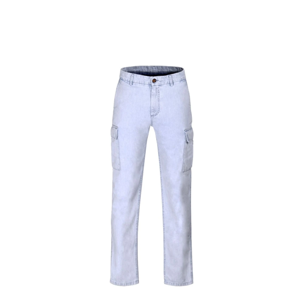 Moorer Sportieve Cargo Broek in Licht Denim Blue Heren