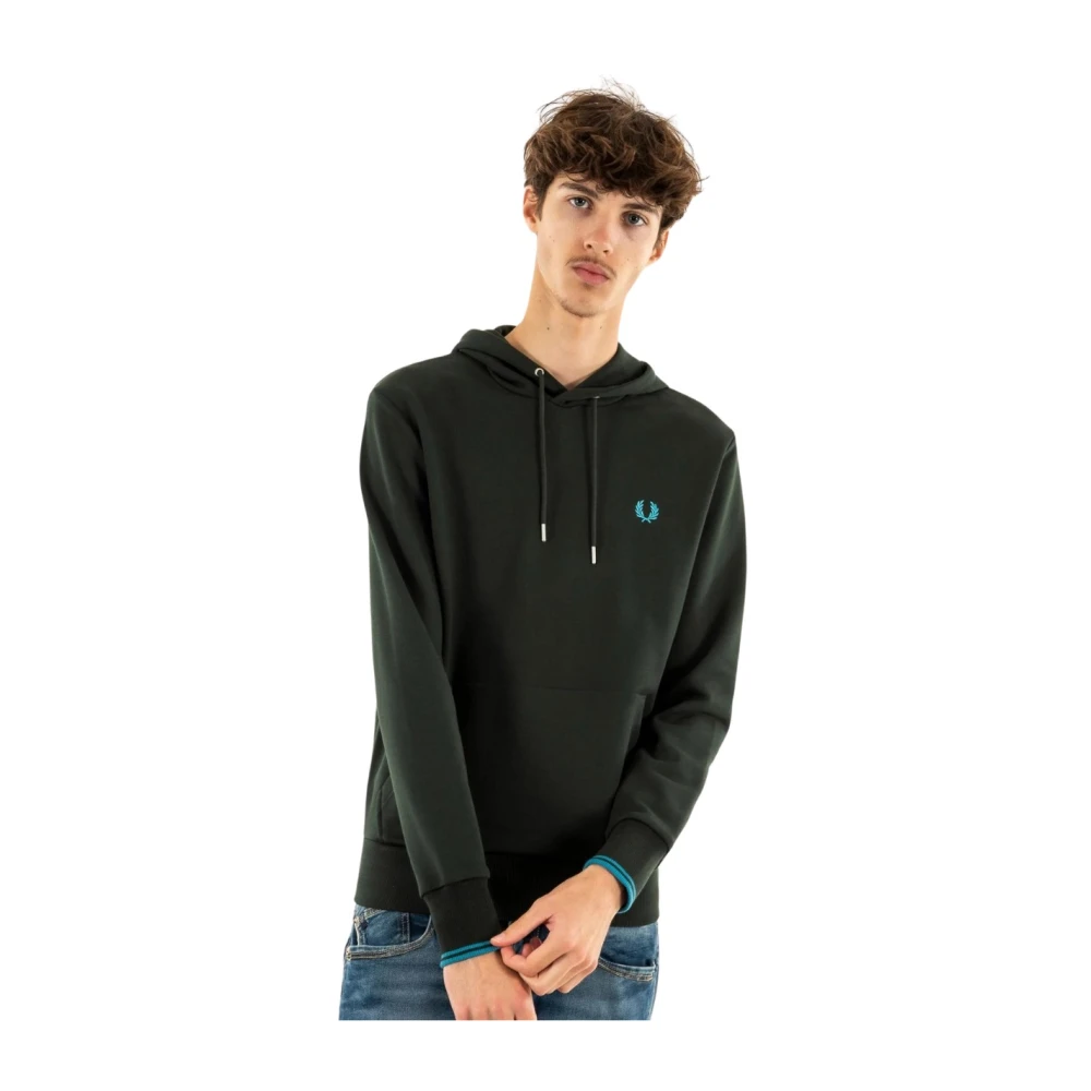 Fred Perry Gestreepte capuchontrui Green Heren