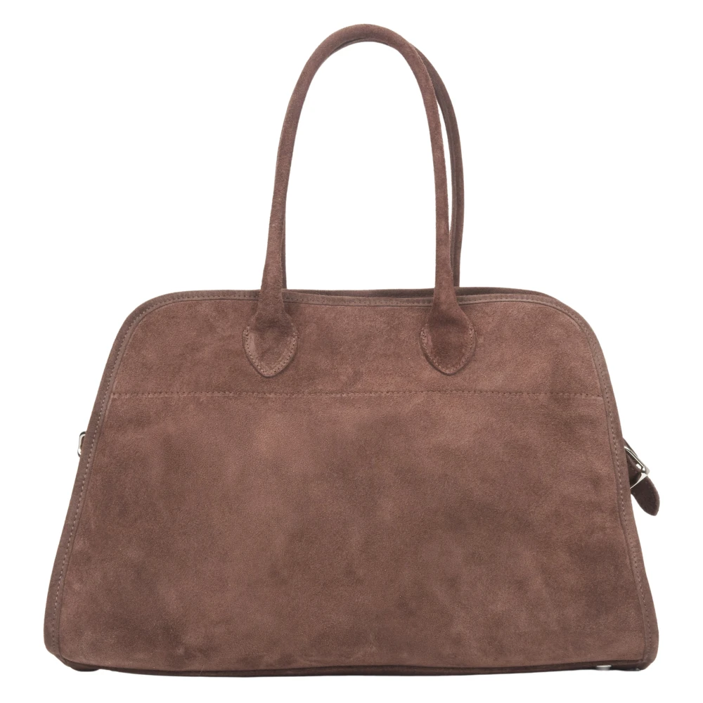 Estro Donkerbruine Satchel Handtas voor Dames gemaakt van Premium Italiaans Velours Brown Dames