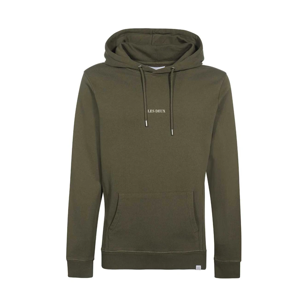 Les Deux Katoenen Hoodie met Ribboorden Green Heren