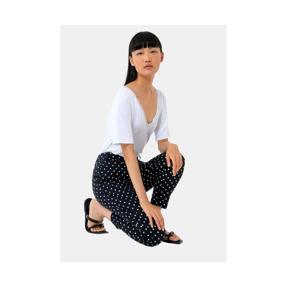 Fracomina Polka Dot Slim Broek Black Dames