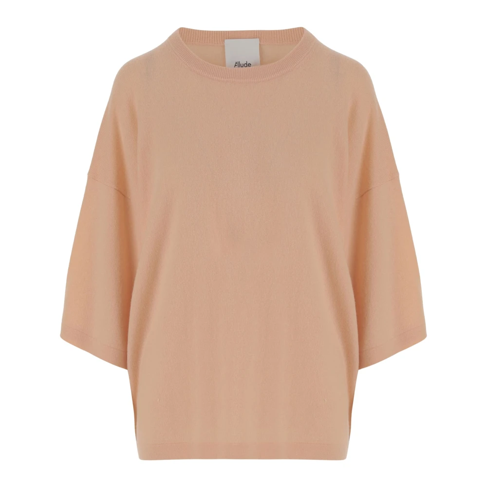 Allude Wol-Kasjmieren trui met ronde hals Pink Dames
