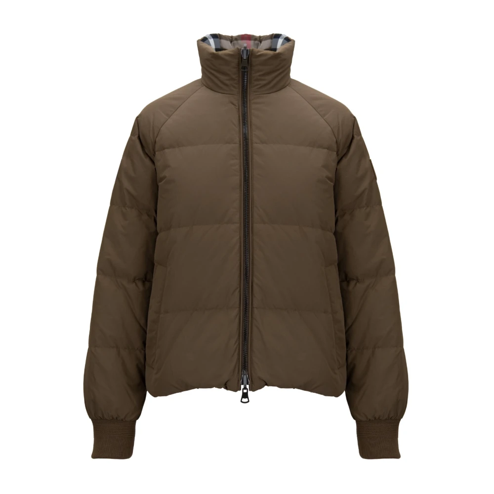 Burberry Women's Brown Winter Jackets, L, Reversible Check Nylon Puffer Jacket