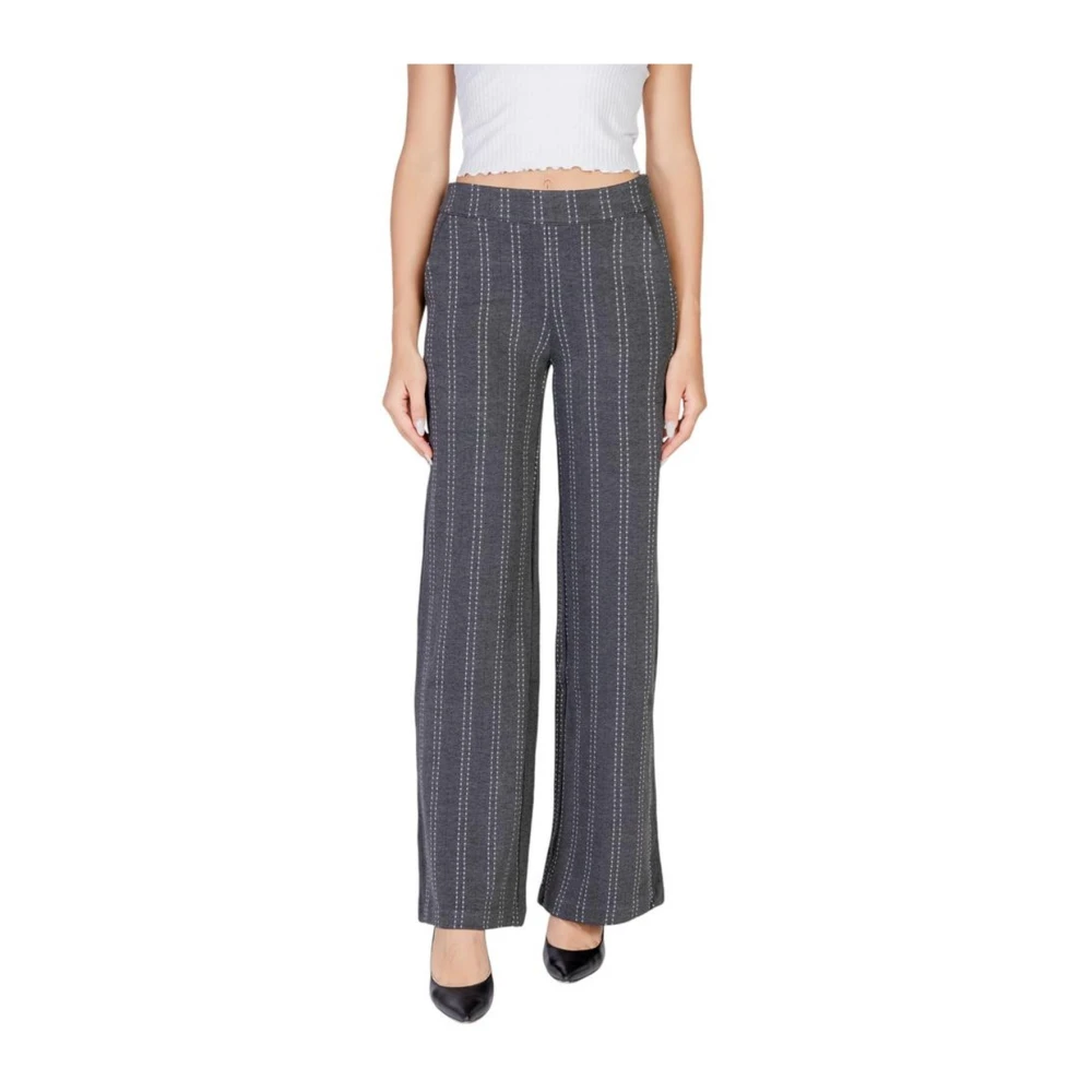 Ichi Viscose Blend Jeans & Broeken Gray Dames