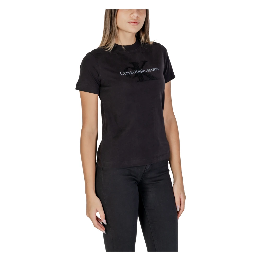Calvin Klein Jeans Zwart Print Ronde Hals T-Shirt Vrouwen Black Dames