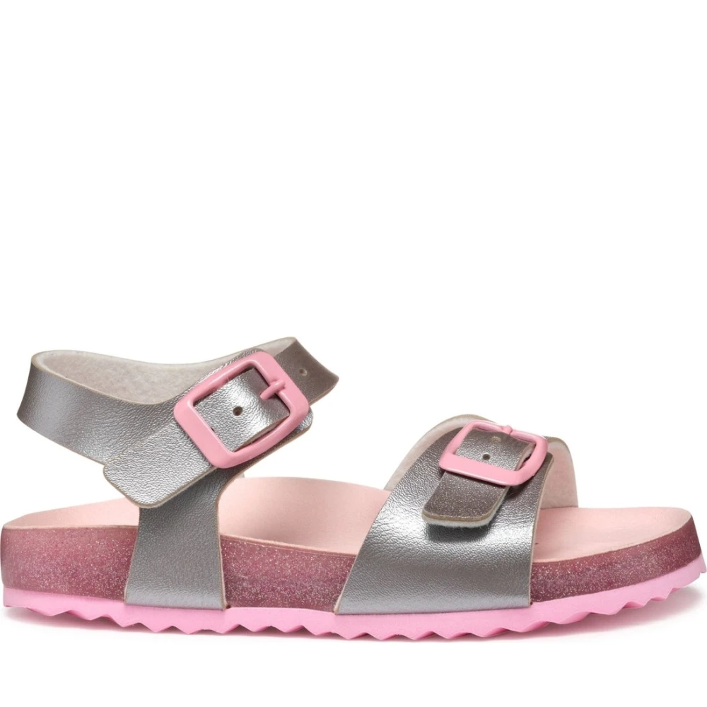 Geox Girls Gray Kids Sandals, 32 Eu, Silver Sandals For Kids